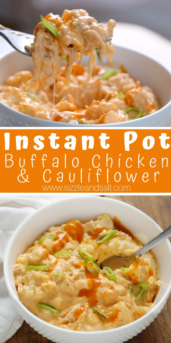 Serious comfort food - this Instant Pot Buffalo Chicken and Cauliflower makes a meal out of everyone's favorite party dip