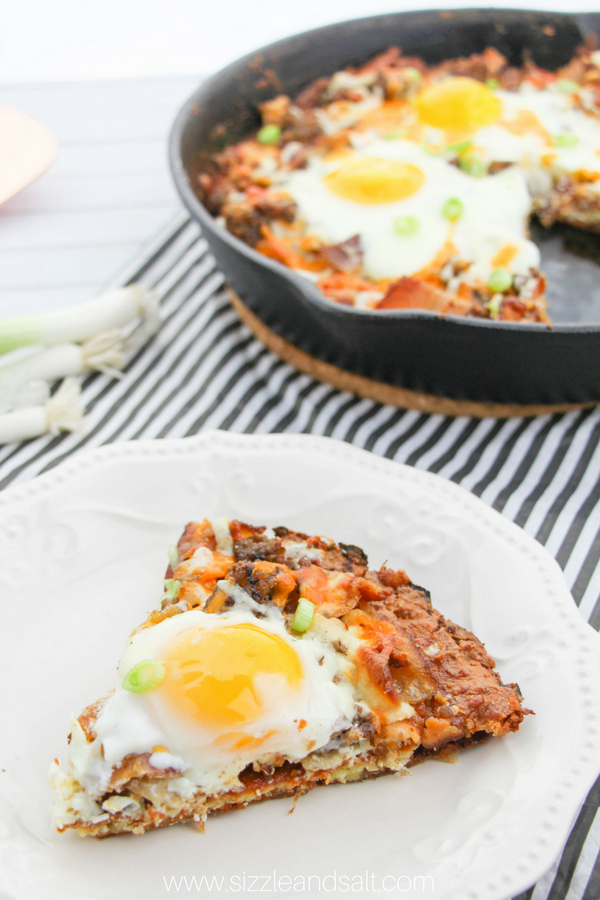 A cheesy, meat-lovers keto breakfast pizza that also doubles for lunch. This filling, low-carb breakfast is a crowd-pleaser and perfect for a keto brunch or just a special family breakfast