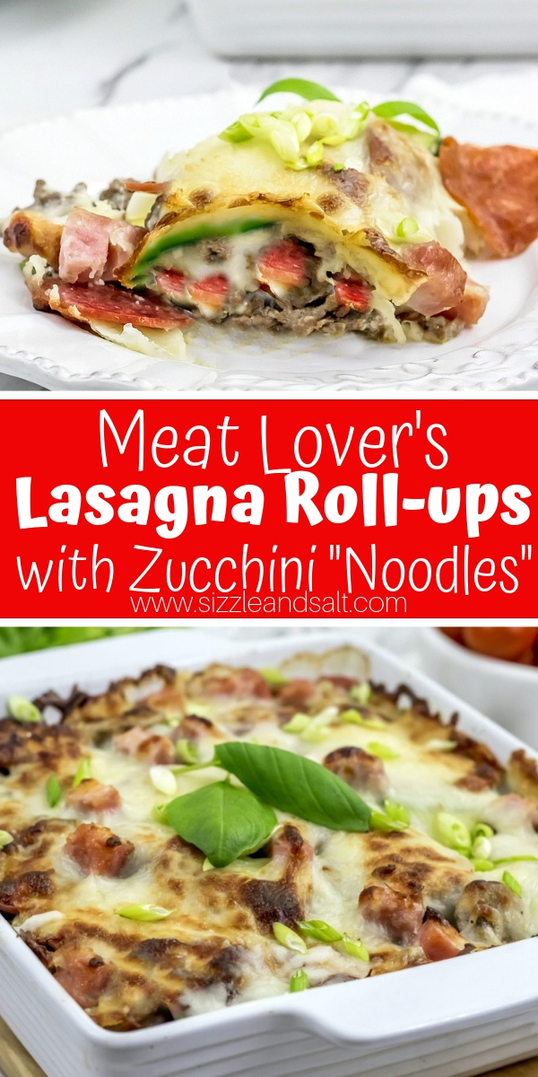 Low Carb Comfort Food: Meat Lover's Lasagna Roll-ups using Zucchini noodles! These Zucchini Lasagna Roll ups are packed with protein