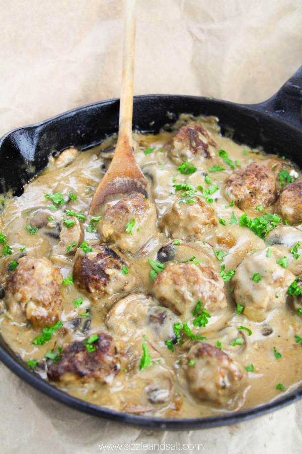 8 of these low carb meatballs works out to only 7g net carbs - and that's with that amazing stroganoff gravy!