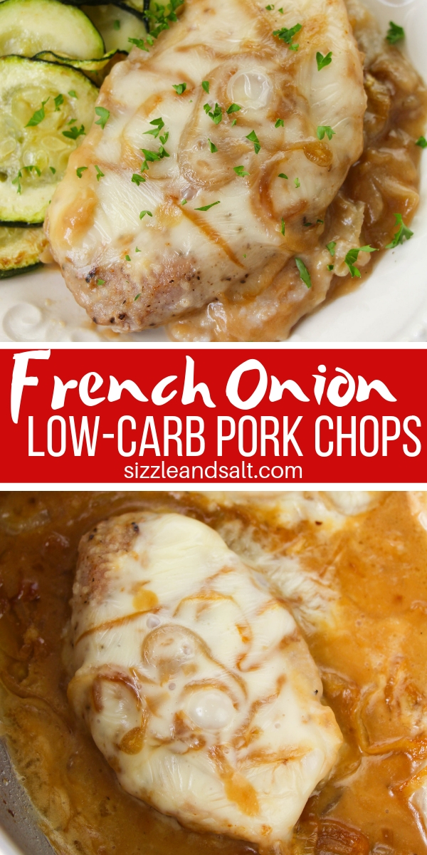 This decadent French Onion Pork Chop recipe is delicious, healthy and low carb. Perfect for meal prepping or a special meal that tastes like a cheat day meal!
